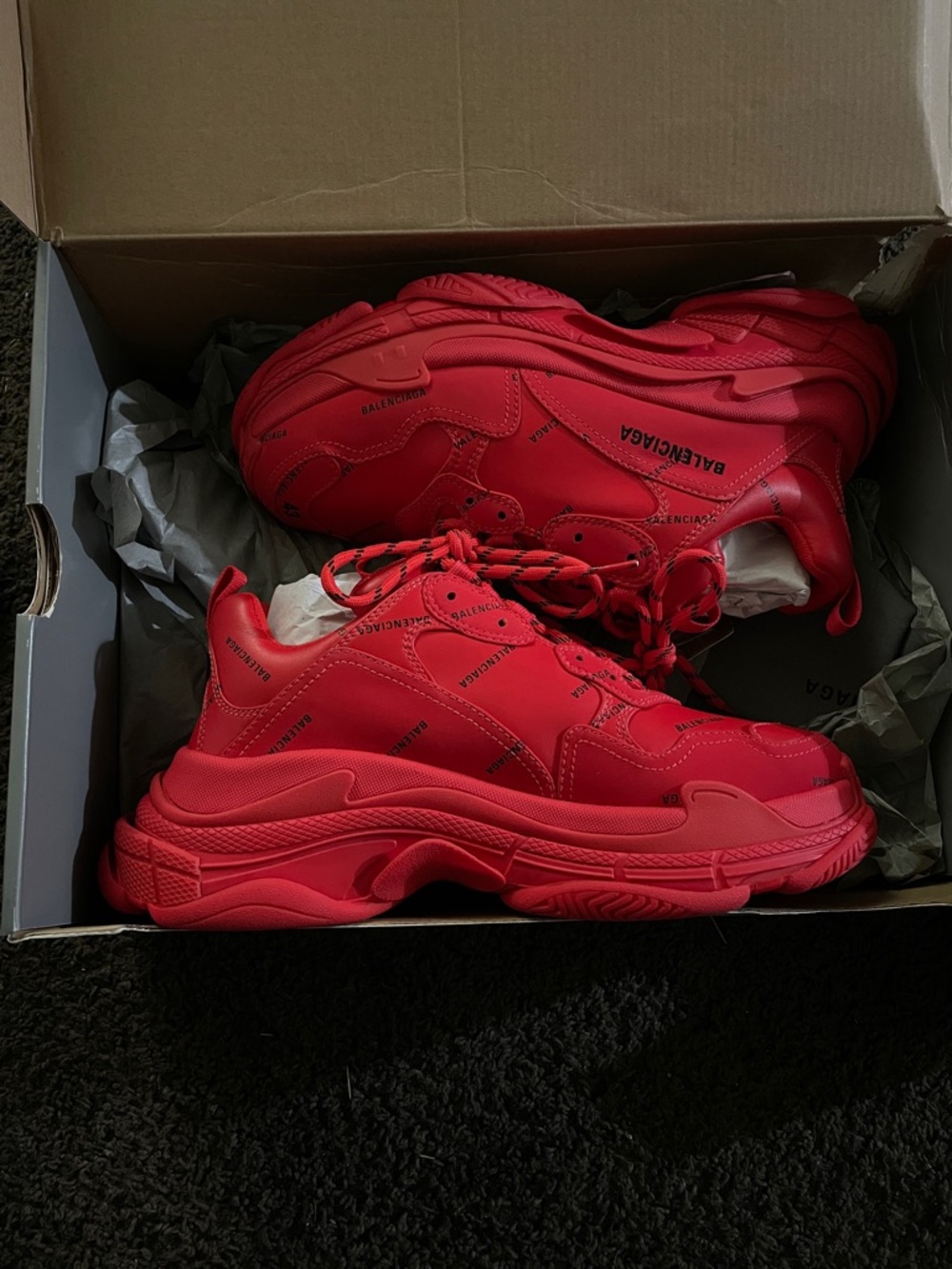 Balenciaga Triple S Sneakers in Vibrant Red
